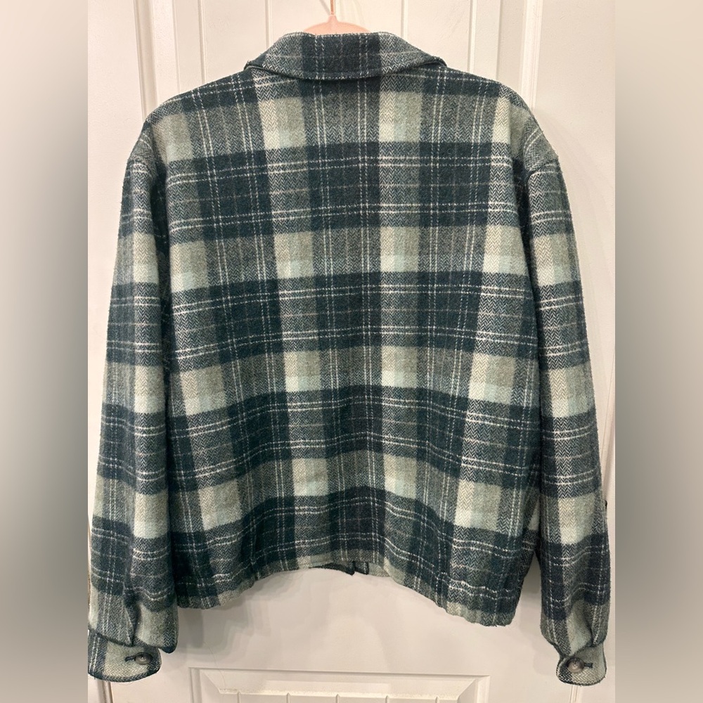 Vtg Pendleton Women's Green Plaid Jacket 100% Virgin Wool XL - Picture 6 of 6